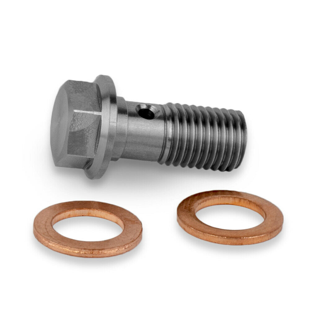 Stainless Steel Brake Banjo Bolt M10 x 1.00mm Hex With Copper Washers L-22mm